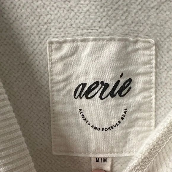 Aerie Cream V-Neck Sweatshirt - Picture 2 of 3